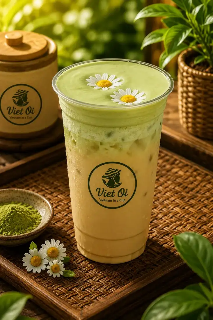 Jasmine Oolong Milk Tea with Pistachio Cream