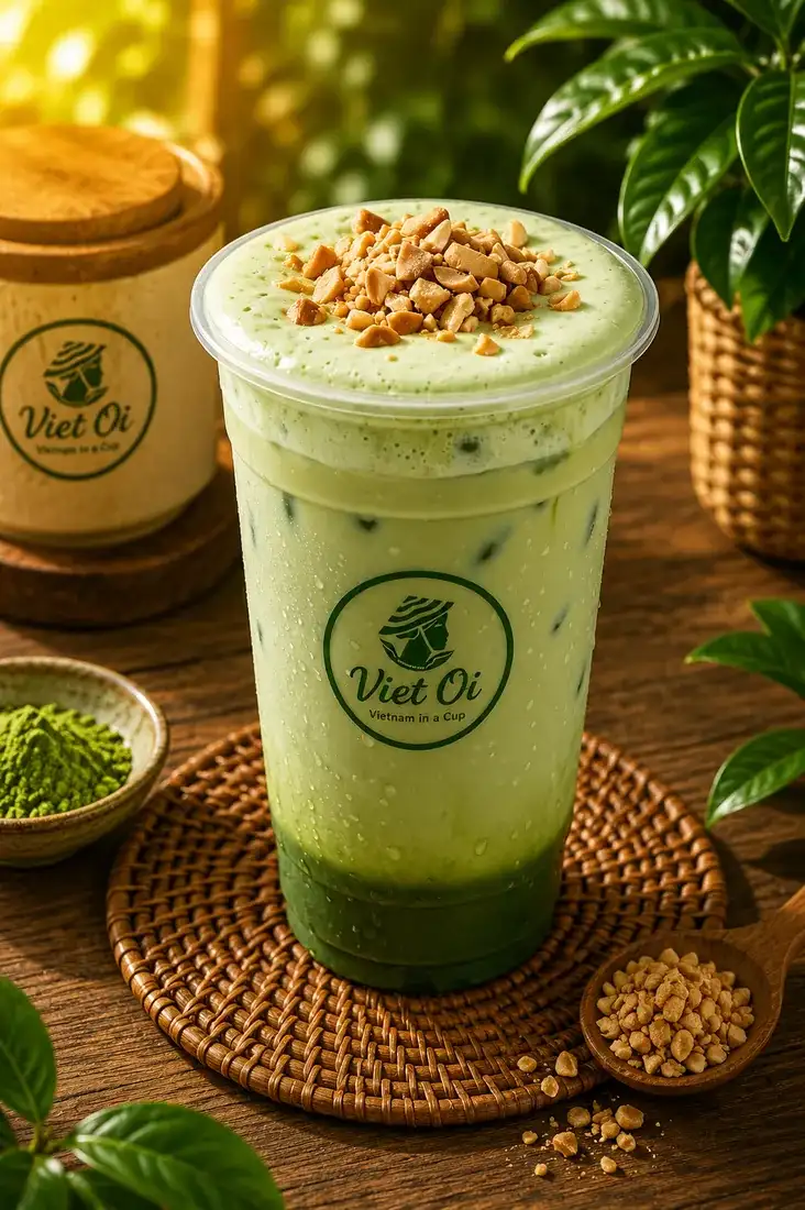 Matcha Latte with Pistachio Cream