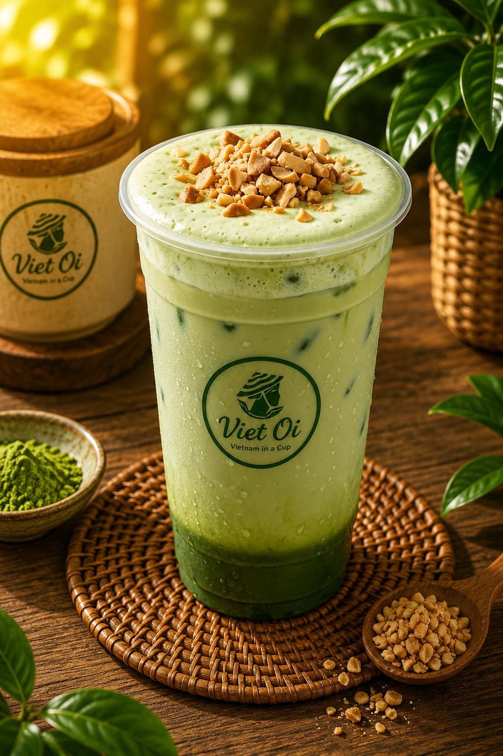 Matcha Latte with Pistachio Cream